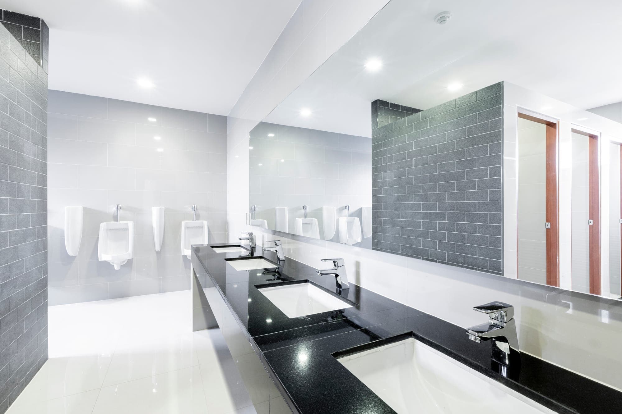 A freshly cleaned commercial restroom maintained by Empire Cleaning in Spokane